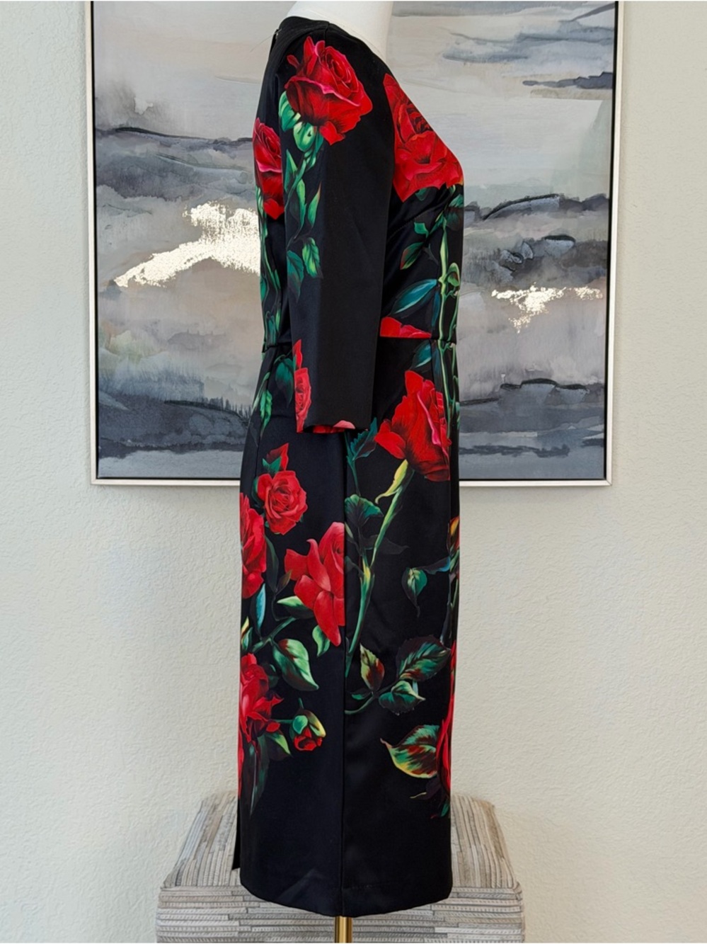 Black Sheath Dress Red Rose
Print Elegant Floral Midi - Designer Inspired - Picture 4 of 16